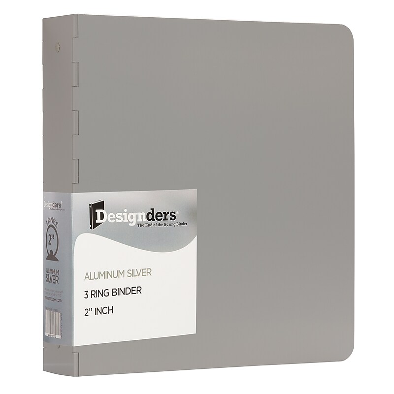 JAM Paper Heavy Duty 2" 3-Ring Non-View Binder, Silver Aluminum (301933555) image 1