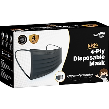 WeCare Disposable Face Mask, Kids, Black, 50/Pack (WMN100124)