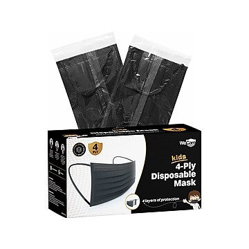 WeCare Disposable Face Mask, Kids, Black, 50/Pack (WMN100124)