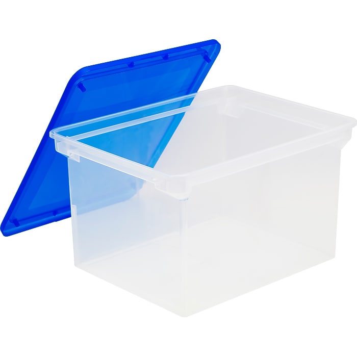 Storex File Storage Box with Snap-On Lid, Letter/Legal Size, Clear