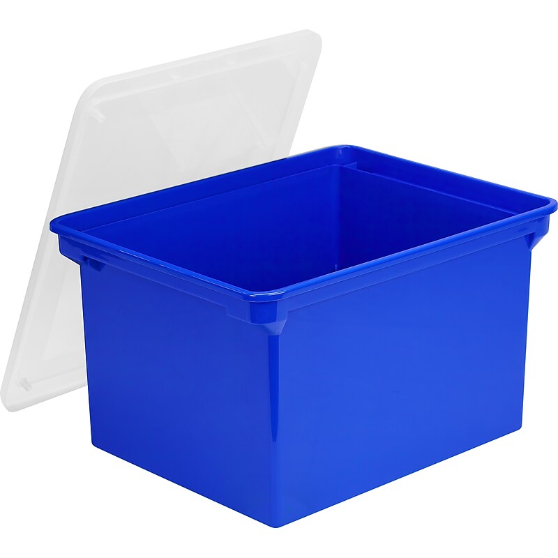 Storex Plastic Locking File Tote, Letter/Legal, Blue (STX61554U01C) image 1