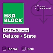 H&R Block Deluxe + State 2021 for 1 User, Mac OS X, Download (1326800-21Staples)
