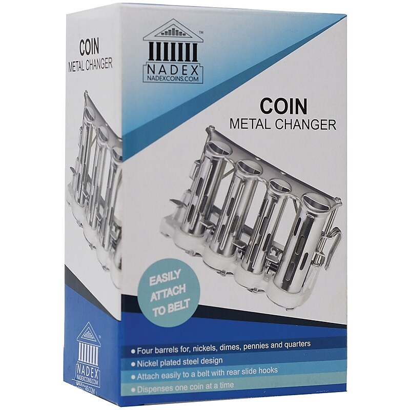Nadex Coins 4-Barrel Steel Coin Dispenser Money Changer with Belt Clips (NCS8-1037) image 1