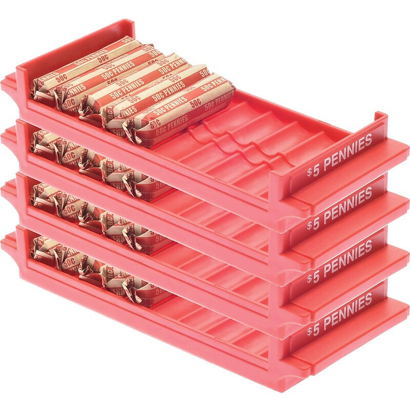 Nadex Coins Rolled-Coin-Storage Organizer Tray Sets with Ridges for Loose Coins, 4 Pack (NCS8-1009-4PK) image 1