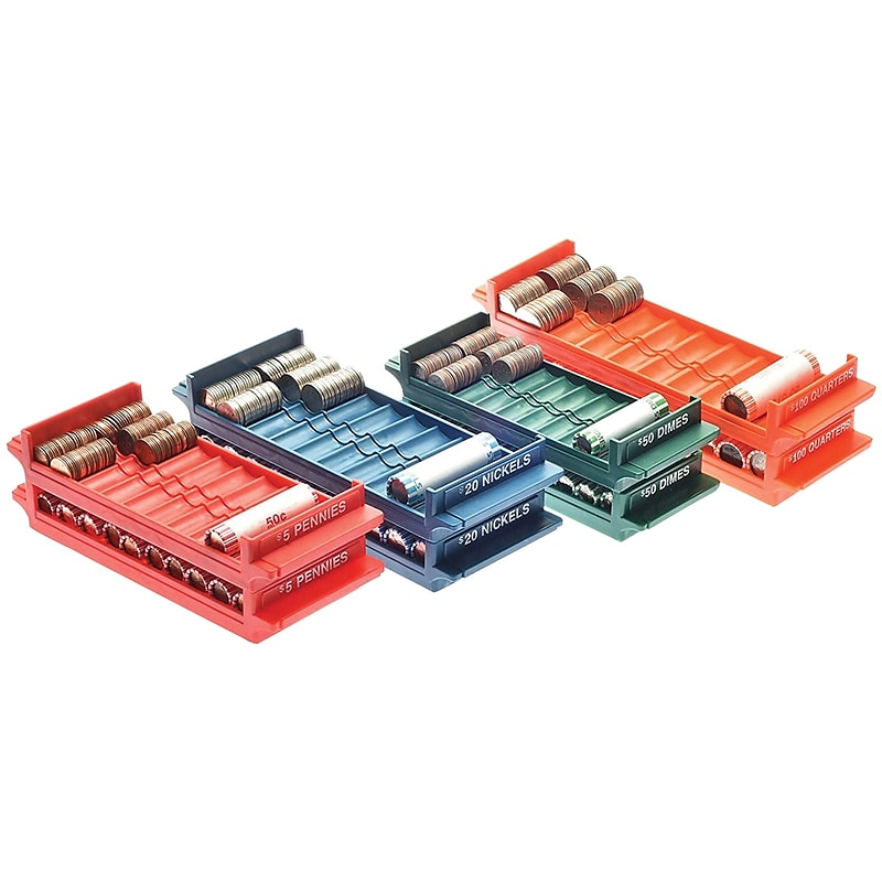 Nadex Coins Rolled Coin Storage Organizer Tray Set with Ridges for Loose Coins (NCS8-1009) image 1