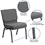 Flash Furniture HERCULES Series Fabric Stacking Church Chair, Gray/Silver Vein Frame (XUCH0221GYSV)~#|#~sp154567788_sc7