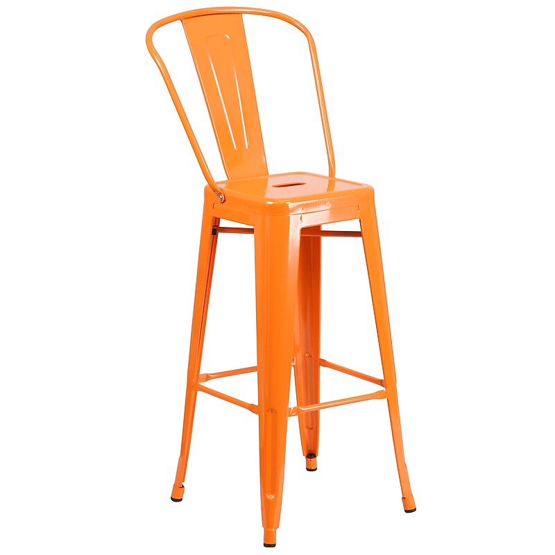 Flash Furniture Kai Contemporary Galvanized Steel Barstool, Orange (CH3132030GBOR) image 1
