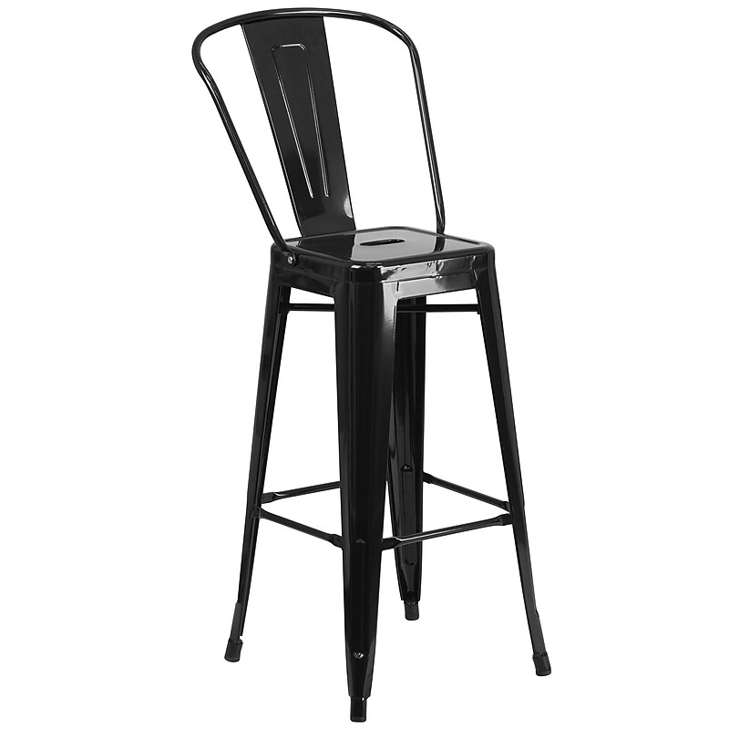 Flash Furniture Kai Contemporary Galvanized Steel Barstool, Black (CH3132030GBBK) image 1