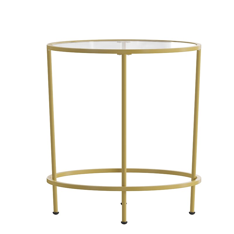 Flash Furniture Astoria Collection End Table, Clear/Matte Gold (NANJN21750ET) image 1