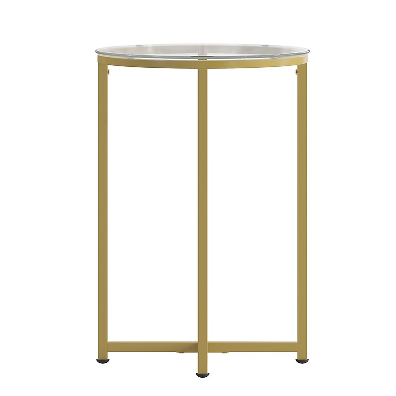 Flash Furniture Greenwich Collection End Table, Clear/Matte Gold (NANJH1786ET) image 1