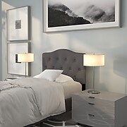 Flash Furniture HERCULES Series Twin Headboard Fabric, 39.25"W x 3"D x 43.75" - 56.25"H, Dark Gray (HGHB1708TDG)