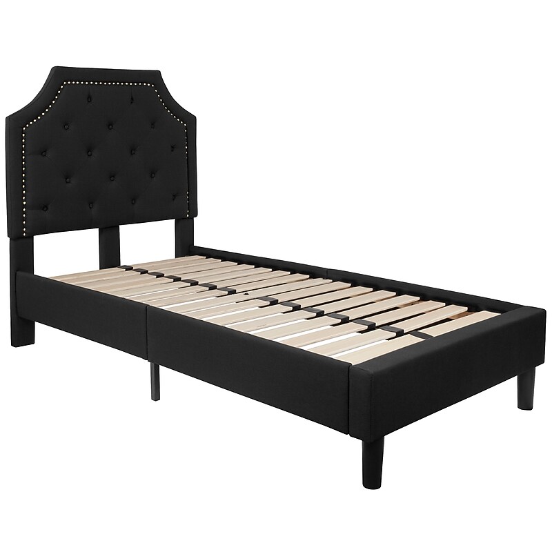 Flash Furniture Brighton Tufted Upholstered Platform Bed in Dark Gray Fabric, King (SLBK4KDG) image 1