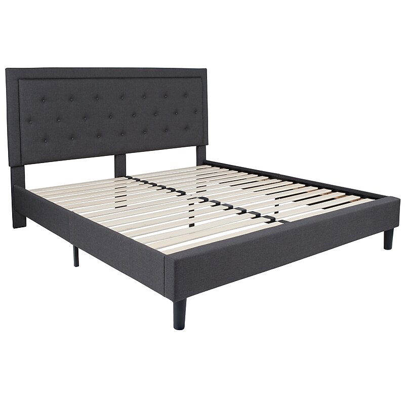Flash Furniture Brighton Tufted Upholstered Platform Bed in Black Fabric, King (SLBK4KBK) image 1