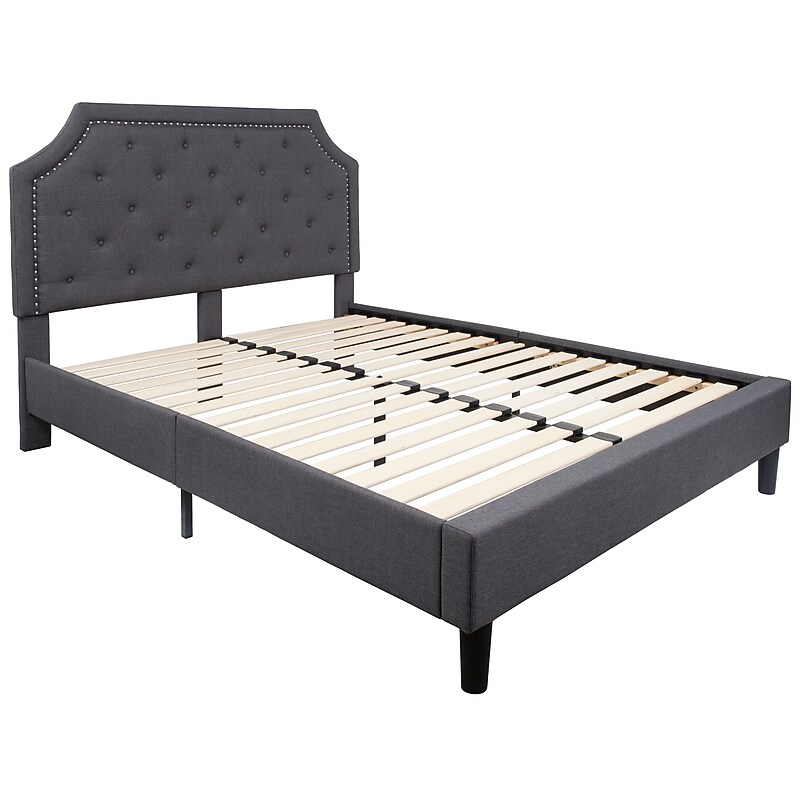 Flash Furniture Brighton Tufted Upholstered Platform Bed in Black Fabric, Full (SLBK4FBK) image 1