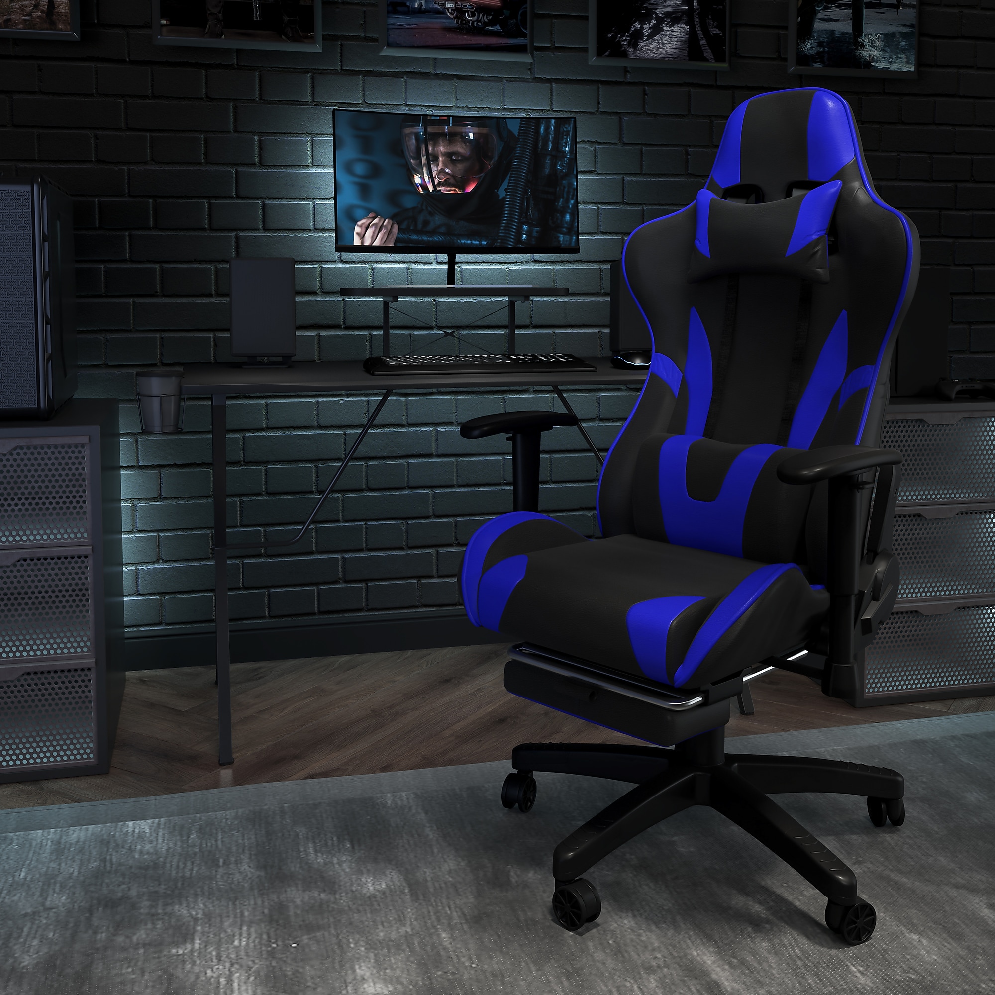 Flash Furniture X20 LeatherSoft Ergonomic Racing Gaming Chair, Blue (CH1872301BL) Sansujyuku sansujyuku.com