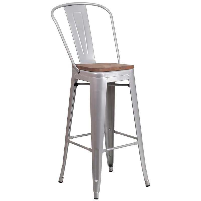 Flash Furniture Carly Contemporary Metal Vertical Back Counter Height Stool, Crystal Teal-Blue (ET353424CBW) image 1