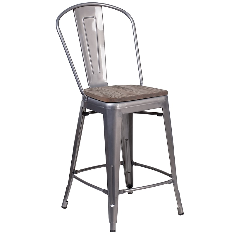 Flash Furniture Cindy Contemporary Metal Vertical Back Barstool, Crystal Teal-Blue (ET353430CBW) image 1