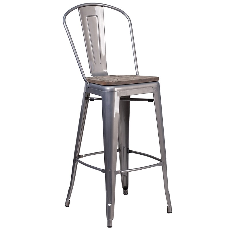 Flash Furniture Lily Contemporary Metal Vertical Back Barstool, White (CH3132030GBWHW) image 1