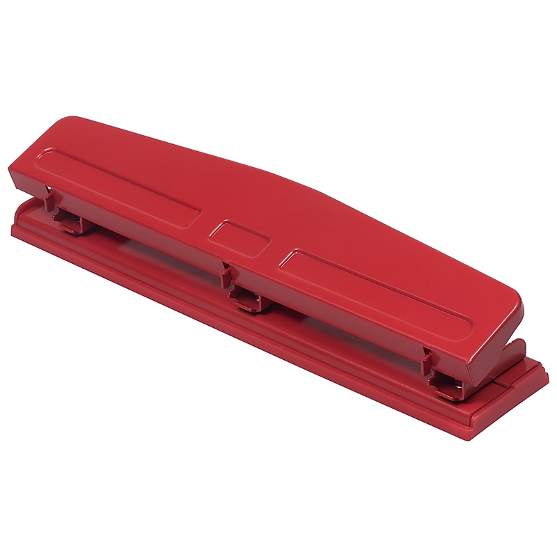 JAM PAPER Metal 3 Hole Punch, 10 Sheet Capacity, Red (345RE) image 1