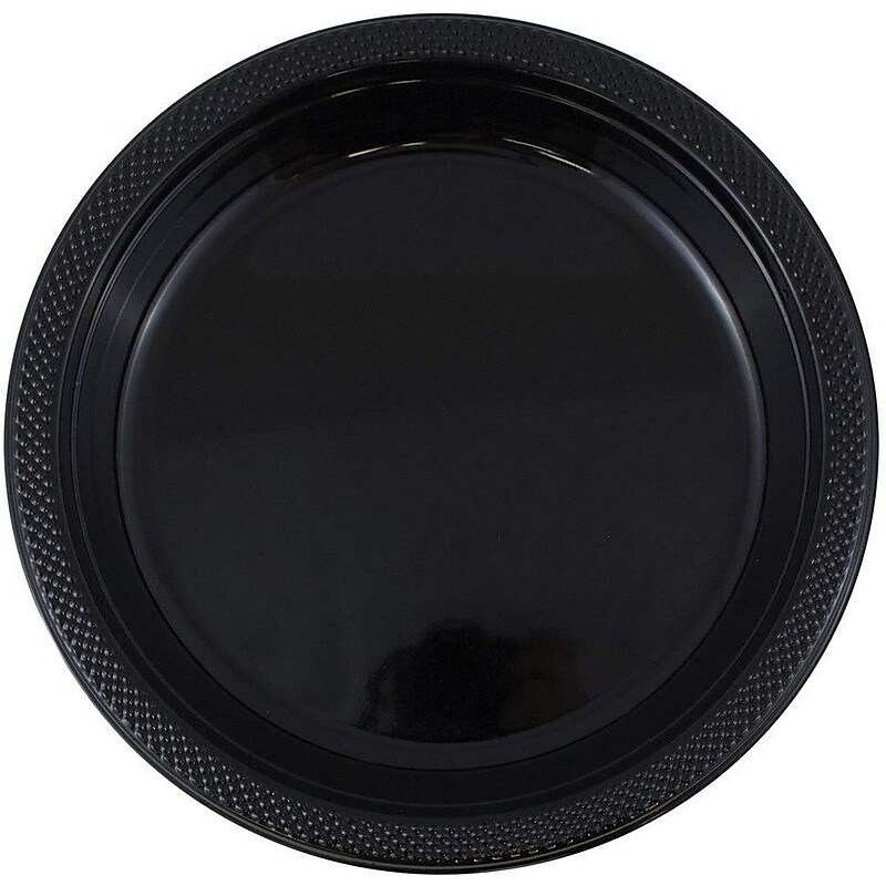 JAM Paper 10 1/4" Plastic Plates, Black, 20 Plates/Pack (10255LPBL) image 1