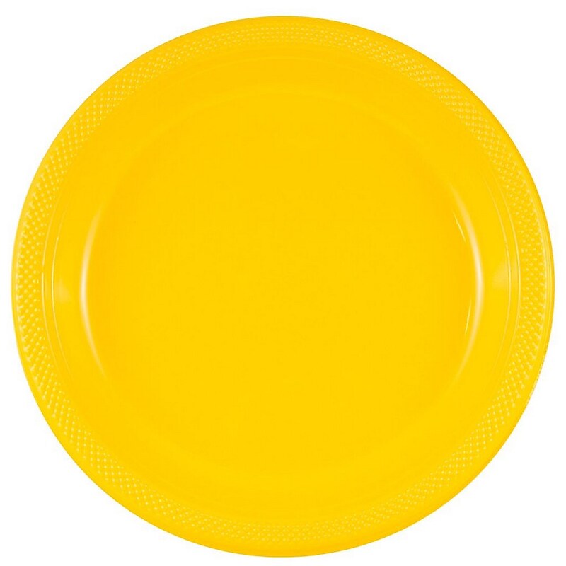 JAM Paper 10 1/4" Plastic Plates, Yellow, 20 Plates/Pack (10255LPYE) image 1