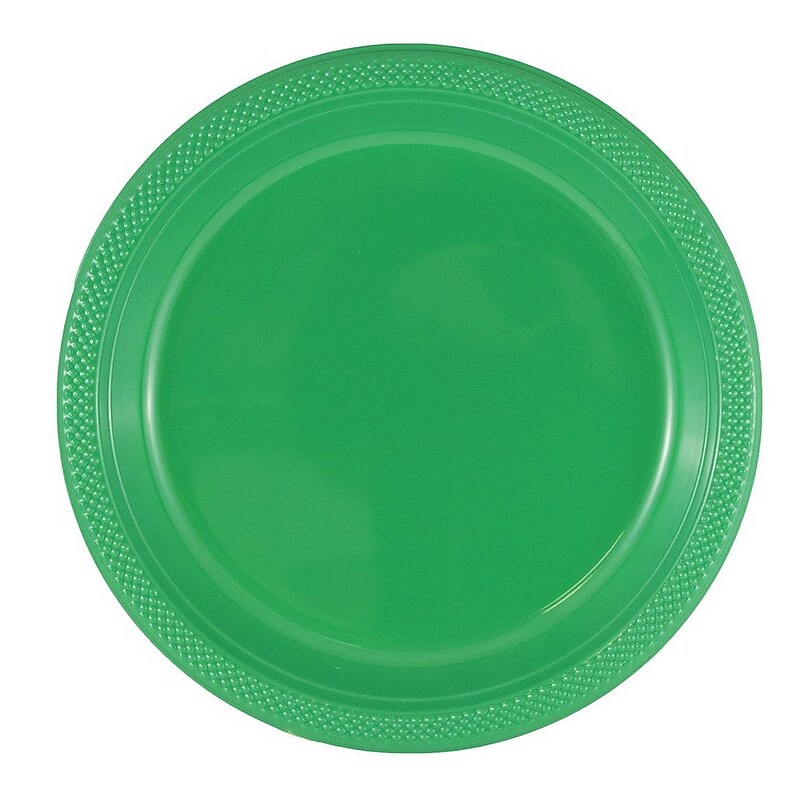 JAM Paper 10 1/4" Plastic Plates, Green, 20 Plates/Pack (10255LPGR) image 1