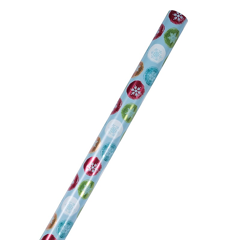 JAM Paper Christmas Gift Wrap, 25' x 30", Painted Snowflake Orbs (165534917) image 1