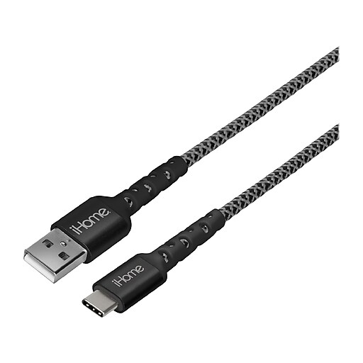 iHome 6' USB TypeC to USB TypeA Power Cable, Male to Male, Black