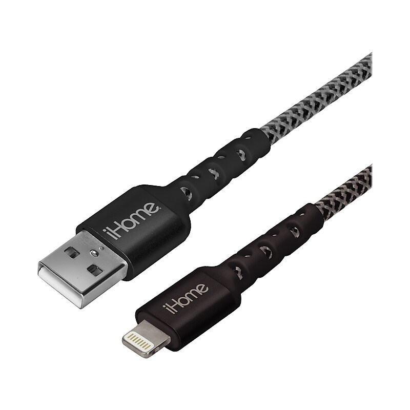 iHome 10' Lightning to USB Type-A Power Cable, Male to Male, Black (2IHLC1022B7L2) image 1