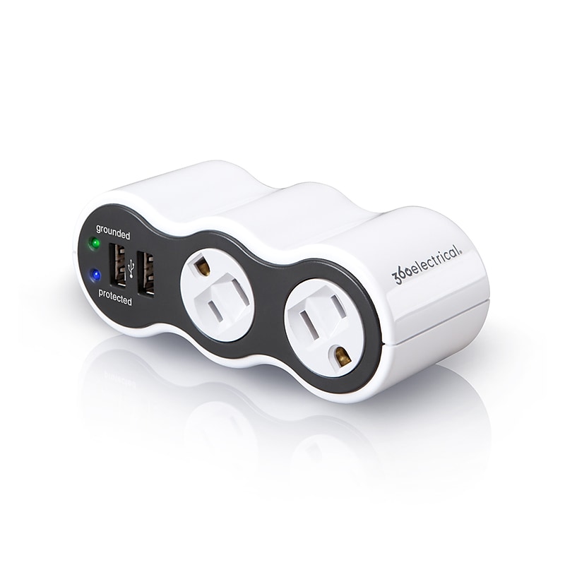 360 Electrical PowerCurve 2 Outlet Rotatable, 306 Joules (36053) image 1