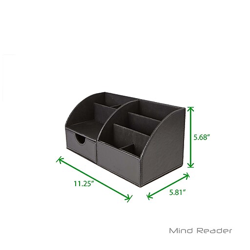 Mind Reader Faux Leather Curved Desk Organizer, Black