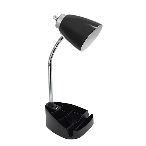 Limelights Incandescent Desk Lamp with USB Port, Black (LD1056BLK) at
