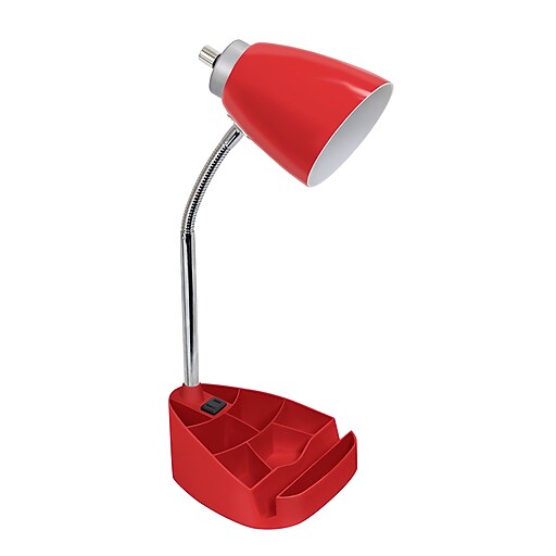 Limelights Incandescent Desk Lamp with Charging Outlet, Red (LD1057RED