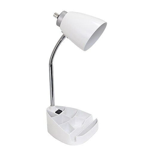 Limelights Incandescent Desk Lamp with Charging Outlet White