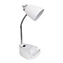 Limelights Incandescent Desk Lamp with Charging Outlet, White (LD1057-WHT)~#|#~sp15495601_sc7