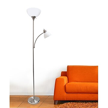 Simple Designs Incandescent Floor Lamp, Brushed Nickel