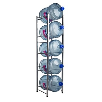 Mind Reader 5 Tier Stainless Steel Heavy Duty Water Cooler Jug Rack, Silver (5TJUG-SIL)