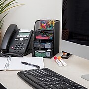 Mind Reader Mini Desk Supplies Office Supplies Organizer, 3 Drawers, 1 Top Shelf, Black (MESHMINI-BLK)