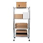 Mind Reader Metal 4-Tier Storage Shelves Garage Shelving Organization with Wheels, Silver (MET4TWHEEL-SIL)~#|#~sp155207109_sc7