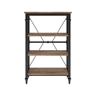 Thomasville Breslyn 3-Shelf 48"H Metal Bookcase, Crosscut Hickory/Black Nickel (SPLS-BRBK-TV)