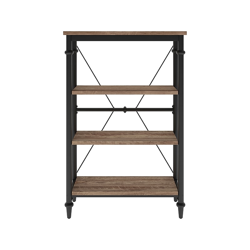 Thomasville Breslyn 3-Shelf 48"H Metal Bookcase, Crosscut Hickory/Black Nickel (SPLS-BRBK-TV) image 1