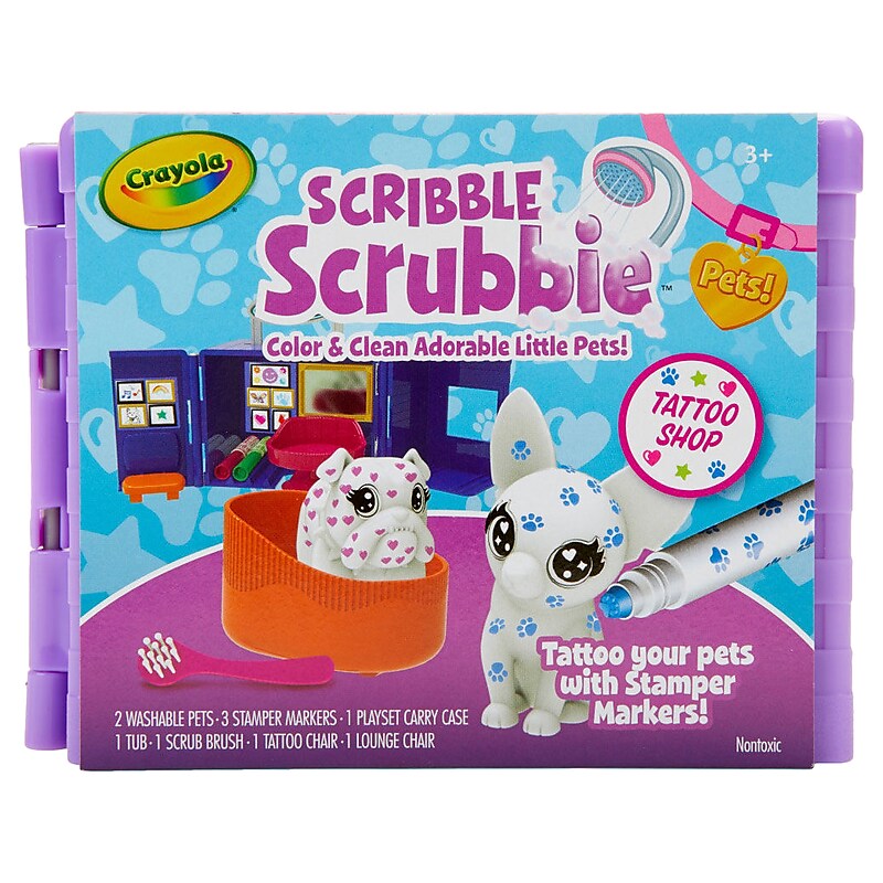 Crayola Scribble Scrubbie Pet Tattoo Shop Kit, Assorted Colors (74-7367) image 1