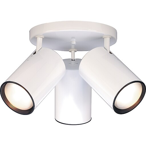 Satco Halogen 3 Light White Flush Mount With Straight Cylinder