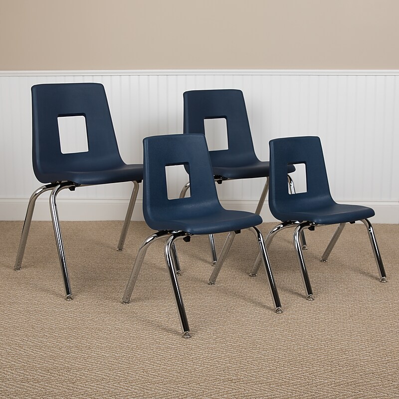 Flash Furniture Mickey Advantage Plastic/Steel Student Stacking Chair, Navy, 4/Pack (ADVSSC18NAVY) image 1