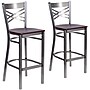 Flash Furniture HERCULES Series Traditional Metal X-Back Barstool, Clear Coat/Mahogany Wood, 2-Pieces/Pack (2XU6F8BCLBMAHW)~#|#~sp155519108_sc7
