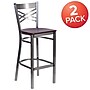 Flash Furniture HERCULES Series Traditional Metal X-Back Barstool, Clear Coat/Mahogany Wood, 2-Pieces/Pack (2XU6F8BCLBMAHW)~#|#~sp155519112_sc7