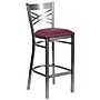 Flash Furniture HERCULES Series Traditional Metal X-Back Restaurant Barstool, Clear Coat/Burgundy (XU6F8BCLBARBURV)~#|#~sp155519258_sc7