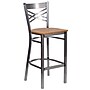 Flash Furniture HERCULES Series Traditional Metal X-Back Restaurant Barstool, Clear Coat/Natural Wood (XU6F8BCLBARNATW)~#|#~sp155519281_sc7