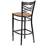 Flash Furniture HERCULES Series Traditional Metal X-Back Restaurant Barstool, Clear Coat/Natural Wood (XU6F8BCLBARNATW)~#|#~sp155519284_sc7