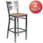 Flash Furniture HERCULES Series Traditional Metal X-Back Barstool, Clear Coat/Natural Wood, 2-Pieces/Pack (2XU6F8BCLBNATW)~#|#~sp155519298_sc7